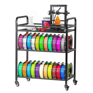 image:imageVEVOR 3D Printer Filament Storage Rack 4 Tier Heavy Duty Storage Shelf Rolling Filament Spool Holders Racks with Wheels Filaments Organzied for 3D Printing Station Office Workshop Shelf OnlyStorage with table