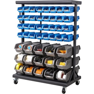 image:imageVEVOR 5Tier Rolling Bin Storage Rack 12 Organizer Bins Bin Rack Storage Steel Wire Shelving System with Wheels Mobile Tool Organizer for Garage Warehouse Office Restaurant Classroom Kitchen7Tier 94 Bins