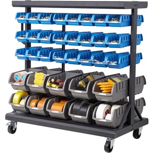 image:imageVEVOR 5Tier Rolling Bin Storage Rack 12 Organizer Bins Bin Rack Storage Steel Wire Shelving System with Wheels Mobile Tool Organizer for Garage Warehouse Office Restaurant Classroom Kitchen5Tier 68 Bins