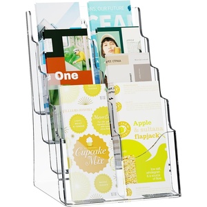 image:imageVEVOR Acrylic Brochure Holder 85 x 11 inch 4Tier Clear Acrylic Literature Display Stand Plastic Literature Organizer Flyer Stand amp Removable Divider for Office Exhibition Countertop or Wall Mount925 x 787 x 1339 in