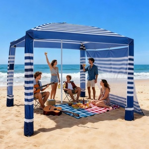 image:imageVEVOR Beach Cabana 6 x 6 ft Beach Canopy with Side Wall UPF 50 Protection Easy Setup Cabana Tent with Sand Pockets Large Portable Shade Sun Shelter Outdoor Umbrella for Whole Family amp FriendsNavy Stripes