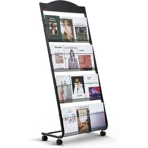 image:imageVEVOR Brochure Display Rack 4Tier Magazine Literature Display Stand with Wheels Movable Floor Standing Magazine Rack Heavy Duty Newspaper Catalog Holders for Shop Exhibitions Office Craft Fairs4Tier 254 W