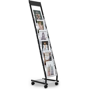 image:imageVEVOR Brochure Display Rack 4Tier Magazine Literature Display Stand with Wheels Movable Floor Standing Magazine Rack Heavy Duty Newspaper Catalog Holders for Shop Exhibitions Office Craft Fairs6Tier 128 W