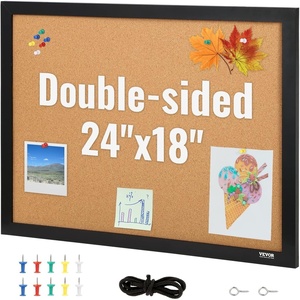 image:imageVEVOR Cork Board for Walls DoubleSided Cork 24 x 18 Bulletin Board Vision Board Push Pin Board with Framed for Office Home and School24 x 18