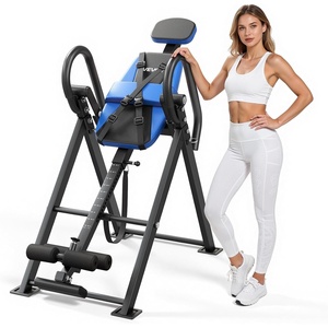 image:imageVEVOR Inversion Table 300 lbs Capacity Heavy Duty Back Inverter Stretcher Inverted Table with DualRoller Locking Decompression Tables for Shoulders Neck MultiAngle Adjustable Tether StrapBlack  Blue