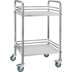 image:imageVEVOR Lab Rolling Cart 3Shelf Stainless Steel Rolling Cart Lab Serving Cart with Swivel Casters Dental Utility Cart for Clinic Lab Hospital Salon 2638x1555x3413Silver
