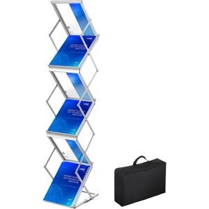 image:imageVEVOR Literature Rack 6 Pockets Pop up Aluminum Magazine Rack Lightweight Catalog Holder Stand wCarrying Bag for Living Room Hotel Trade Show Exhibition Office6 Pockets