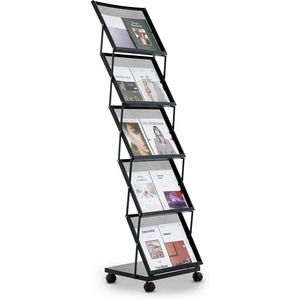 image:imageVEVOR Literature Rack 6 Pockets Pop up Aluminum Magazine Rack Lightweight Catalog Holder Stand wCarrying Bag for Living Room Hotel Trade Show Exhibition Office5 Pockets