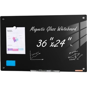 image:imageVEVOR Magnetic Glass Whiteboard Dry Erase Board 36x24 WallMounted Large White Glassboard Frameless with Marker Tray an Eraser and 2 Markers BlackClear