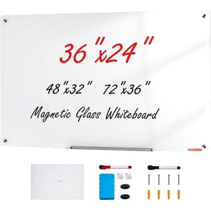 image:imageVEVOR Magnetic Glass Whiteboard Dry Erase Board 36x24 WallMounted Large White Glassboard Frameless with Marker Tray an Eraser and 2 Markers BlackWhite