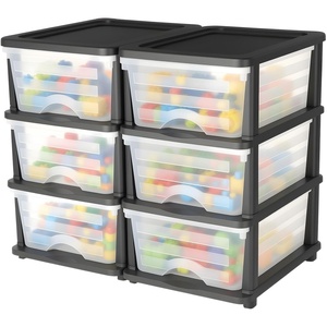 image:imageVEVOR Plastic Storage Drawers 2 Pack Storage Organizer Drawer 6 Drawers Closet Organization and Storage Dividers Dresser Organizer Clear Bins for Office Supplies Craft Rooms Classrooms and Home6 Drawers