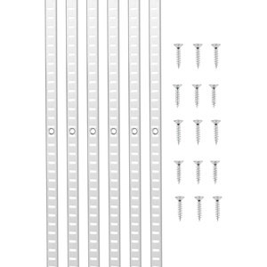 image:imageVEVOR Shelf Pilaster 363inch 8 Pack Adjustable Shelf Brackets Steel Mortise Mount Pilaster Strip Standards with 32 Screws Suitable for Wall Shelving System Cabinet Closet Organization363inch