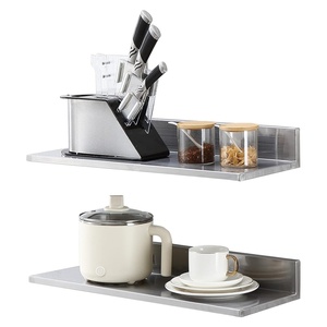 image:imageVEVOR Stainless Steel Wall Shelf 86 x 162 Pack with Backsplash Holds 44 lbs Ideal for Kitchen Bar Restaurant Home Hotel86 x 242PCS