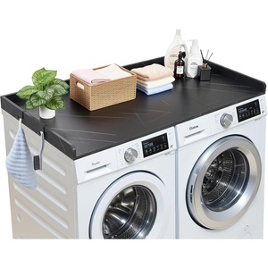 image:imageVEVOR Washer Dryer Countertop with 3 Splicing Panels 54 x 27 Wooden Washer and Dryer Countertop with 2 Hooks WaterResistant Laundry Topper for Laundry Room Organization and Storage GrayBlack Marble