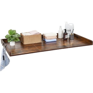 image:imageVEVOR Washer Dryer Countertop with 3 Splicing Panels 54 x 27 Wooden Washer and Dryer Countertop with 2 Hooks WaterResistant Laundry Topper for Laundry Room Organization and Storage GrayBrown