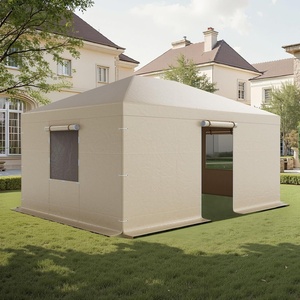 image:imageVEVOR Winter Gazebo Cover Fits 10 x 10 ft Hardtop Gazebos AllWeather DoubleTiered Gazebo Cover with Sidewalls amp Mesh Windows HighDensity PE Enclosed Storage Shelter Covers Gazebos not Included12 x 16 ftStandard Roof