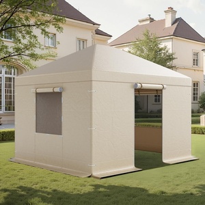image:imageVEVOR Winter Gazebo Cover Fits 10 x 10 ft Hardtop Gazebos AllWeather DoubleTiered Gazebo Cover with Sidewalls amp Mesh Windows HighDensity PE Enclosed Storage Shelter Covers Gazebos not Included10 x 12 ftStandard Roof
