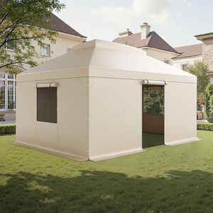 image:imageVEVOR Winter Gazebo Cover Fits 10 x 10 ft Hardtop Gazebos AllWeather DoubleTiered Gazebo Cover with Sidewalls amp Mesh Windows HighDensity PE Enclosed Storage Shelter Covers Gazebos not Included12 x 16 ftDouble Roof