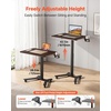 image:imageVEVOR Standing Desk Adjustable Height Mobile Stand Up Desk wCasters 282 x 205 in Small Computer Sit Stand Rolling Workstation wHook 33 lbs Capacity Foot Pedal Pneumatic Lift for Home Office