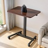 image:imageVEVOR Standing Desk Adjustable Height Mobile Stand Up Desk with 4 Casters 256 x 19 in Small Computer Sit Stand Rolling Workstation with Hook 33 lbs Desktop Capacity Ideal for Home Office Brown