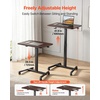image:imageVEVOR Standing Desk Adjustable Height Mobile Stand Up Desk with 4 Casters 256 x 19 in Small Computer Sit Stand Rolling Workstation with Hook 33 lbs Desktop Capacity Ideal for Home Office Brown