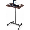 image:imageVEVOR Standing Desk Adjustable Height Mobile Stand Up Desk with 4 Casters 256 x 19 in Small Computer Sit Stand Rolling Workstation with Hook 33 lbs Desktop Capacity Ideal for Home Office Brown