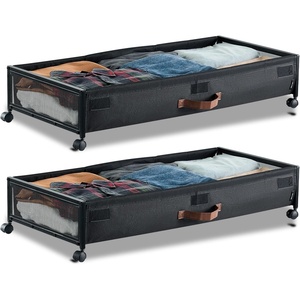 image:imageVEVOR Under Bed Storage with Wheels 360 x 181 x 73 inch Underbed Containers with Clear Lid Underbed Shoe Organizer Rolling Under the Bed Storage Bins for Clothes Shoes Blankets Bedroom 2 PackD
