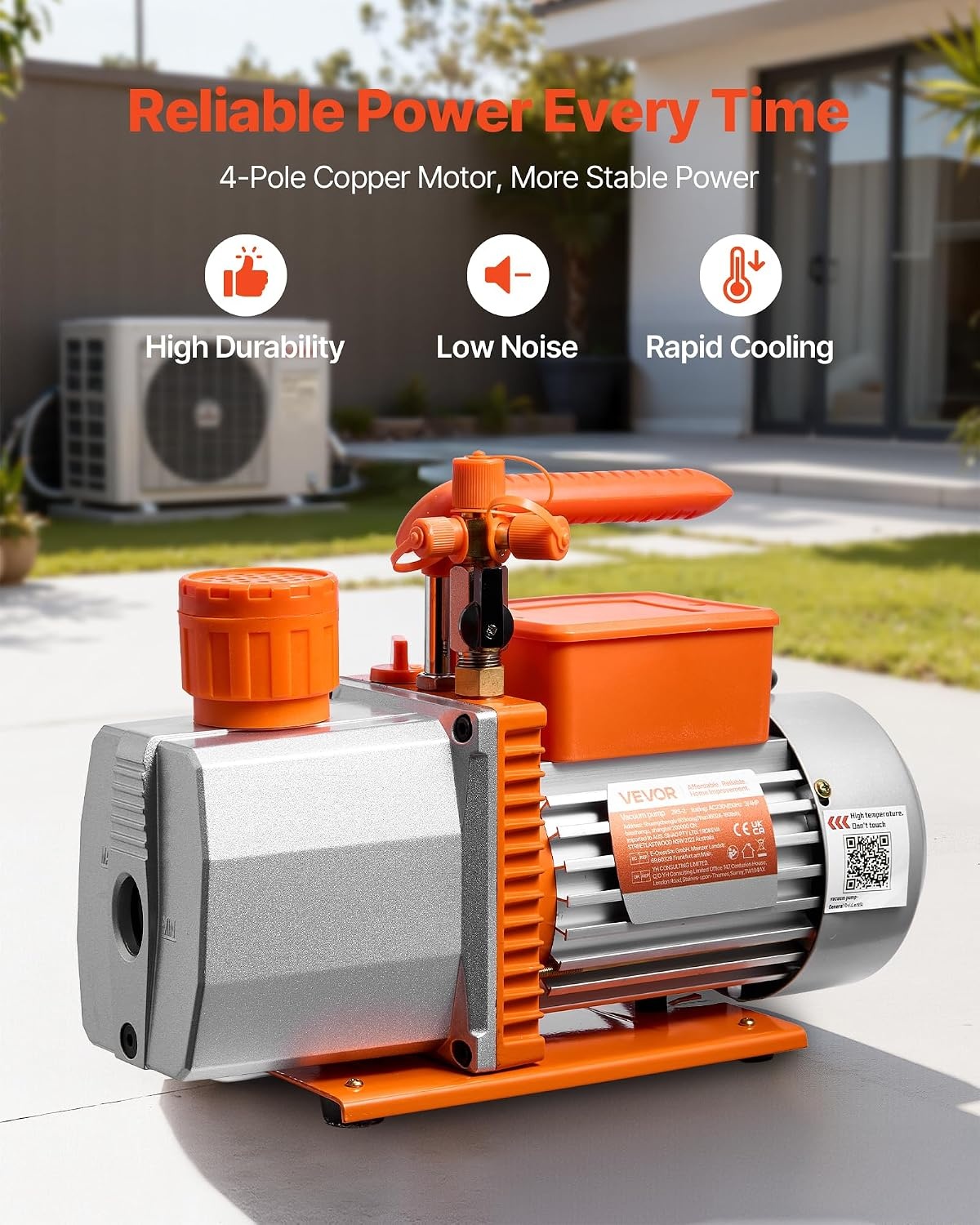 image:imageVEVOR Vacuum Pump 7 CFM 34 HP HVAC Two Stage Rotary Vane AC Vacuum Pump for R134a R22 R410a R1234YF R32 4 Pole Motor for Automotive Air Conditioner Maintenance Resin Degassing Oil IncludedA2L Refrigerants Compatible
