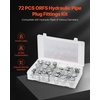 image:imageVEVOR 72 PCS JIC Hydraulic Fittings Heavy Duty Master Industrial Hydraulic Cap and Plug Hose Tube and Pipe Fitting Kit Cap and Plug Kit Precision Threading in 37 Dash Sizes 4 6 8 10 12 16ORFS