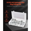 image:imageVEVOR 72 PCS JIC Hydraulic Fittings Heavy Duty Master Industrial Hydraulic Cap and Plug Hose Tube and Pipe Fitting Kit Cap and Plug Kit Precision Threading in 37 Dash Sizes 4 6 8 10 12 16JIC