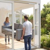 image:imageVEVOR Dog Door for Sliding Glass Door 75 78 to 80 1116 Adjustable Height Aluminum Alloy Frame with Flap Lock Design for LargeSized Dogs 180 SwingOpen Sliding Glass Pet DoorsWhite