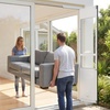 image:imageVEVOR Dog Door for Sliding Glass Door 75 78 to 80 1116 Adjustable Height Aluminum Alloy Frame with Flap Lock Design for LargeSized Dogs 180 SwingOpen Sliding Glass Pet DoorsWhite