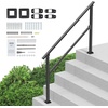 image:imageVEVOR Handrails for Outdoor Steps 23 Step Adjustable Height Carbon Steel Transitional Handrail with Installation Kit Exterior Hand Railing for Steps Concrete or Wooden Stairs Porch Matte BlackBlackStraight