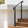 image:imageVEVOR Handrails for Outdoor Steps 23 Step Adjustable Height Carbon Steel Transitional Handrail with Installation Kit Exterior Hand Railing for Steps Concrete or Wooden Stairs Porch Matte BlackBlackStraight D