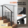 image:imageVEVOR Handrails for Outdoor Steps 23 Step Adjustable Height Carbon Steel Transitional Handrail with Installation Kit Exterior Hand Railing for Steps Concrete or Wooden Stairs Porch Matte BlackBlackFence