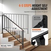 image:imageVEVOR Handrails for Outdoor Steps 23 Step Adjustable Height Carbon Steel Transitional Handrail with Installation Kit Exterior Hand Railing for Steps Concrete or Wooden Stairs Porch Matte BlackBlackFence