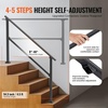 image:imageVEVOR Handrails for Outdoor Steps 23 Step Adjustable Height Carbon Steel Transitional Handrail with Installation Kit Exterior Hand Railing for Steps Concrete or Wooden Stairs Porch Matte BlackBlackStraight