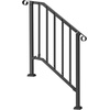 image:imageVEVOR Handrails for Outdoor Steps 23 Step Adjustable Height Carbon Steel Transitional Handrail with Installation Kit Exterior Hand Railing for Steps Concrete or Wooden Stairs Porch Matte BlackBlackFence
