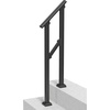 image:imageVEVOR Handrails for Outdoor Steps 23 Step Adjustable Height Carbon Steel Transitional Handrail with Installation Kit Exterior Hand Railing for Steps Concrete or Wooden Stairs Porch Matte BlackBlackStraight