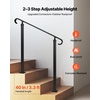 image:imageVEVOR Handrails for Outdoor Steps 23 Step Adjustable Height Carbon Steel Transitional Handrail with Installation Kit Exterior Hand Railing for Steps Concrete or Wooden Stairs Porch Matte BlackBlackStraight D