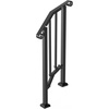 image:imageVEVOR Handrails for Outdoor Steps 23 Step Adjustable Height Carbon Steel Transitional Handrail with Installation Kit Exterior Hand Railing for Steps Concrete or Wooden Stairs Porch Matte BlackBlackFence