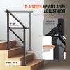 image:imageVEVOR Handrails for Outdoor Steps 23 Step Adjustable Height Carbon Steel Transitional Handrail with Installation Kit Exterior Hand Railing for Steps Concrete or Wooden Stairs Porch Matte BlackBlackStraight