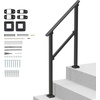 image:imageVEVOR Handrails for Outdoor Steps 23 Step Adjustable Height Carbon Steel Transitional Handrail with Installation Kit Exterior Hand Railing for Steps Concrete or Wooden Stairs Porch Matte BlackBlackStraight