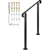 image:imageVEVOR Handrails for Outdoor Steps 23 Step Adjustable Height Carbon Steel Transitional Handrail with Installation Kit Exterior Hand Railing for Steps Concrete or Wooden Stairs Porch Matte BlackBlackStraight D