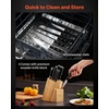 image:imageVEVOR Kitchen Knife Set with Block and Sharpener 15 Piece High Carbon Stainless Steel Knife Set RustResistant Kitchen Cutlery with Ergonomic Handle Sharpening Rod amp Premium Wooden Block for HomeBlade Stainless Steel Silver Handle Black Knife Block Natural Wood Color