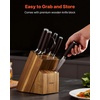 image:imageVEVOR Kitchen Knife Set with Block and Sharpener 15 Piece High Carbon Stainless Steel Knife Set RustResistant Kitchen Cutlery with Ergonomic Handle Sharpening Rod amp Premium Wooden Block for HomeBlade Stainless Steel Silver with Pattern Handle Brown Knife Block Walnut Color