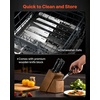 image:imageVEVOR Kitchen Knife Set with Block and Sharpener 15 Piece High Carbon Stainless Steel Knife Set RustResistant Kitchen Cutlery with Ergonomic Handle Sharpening Rod amp Premium Wooden Block for HomeBlade Stainless Steel Silver Handle Black Knife Block Walnut Color