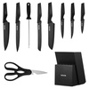 image:imageVEVOR Kitchen Knife Set with Block and Sharpener 15 Piece High Carbon Stainless Steel Knife Set RustResistant Kitchen Cutlery with Ergonomic Handle Sharpening Rod amp Premium Wooden Block for HomeBlade Black Handle Black Knife Block Black