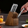 image:imageVEVOR Kitchen Knife Set with Block and Sharpener 15 Piece High Carbon Stainless Steel Knife Set RustResistant Kitchen Cutlery with Ergonomic Handle Sharpening Rod amp Premium Wooden Block for HomeBlade Stainless Steel Silver Handle Stainless Steel Silver Knife Block Walnut Color