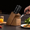 image:imageVEVOR Kitchen Knife Set with Block and Sharpener 15 Piece High Carbon Stainless Steel Knife Set RustResistant Kitchen Cutlery with Ergonomic Handle Sharpening Rod amp Premium Wooden Block for HomeBlade Stainless Steel Silver Handle Black Knife Block Walnut Color